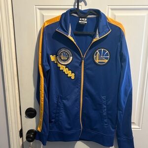 NBA Golden State Warriors Royal Blue and Gold Track Bomber Jacket